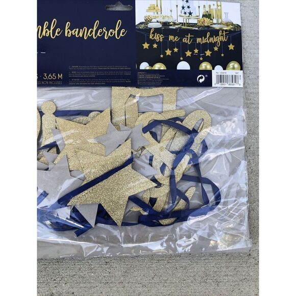 NEW YEAR'S EVE BANNER "Kiss Me at Midnight" 12 ft. Long Each. Contains 2 - Picture 7 of 7